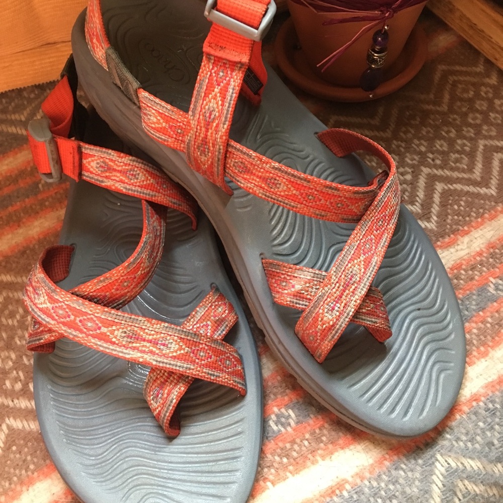 Orange strap printed Chaco’s